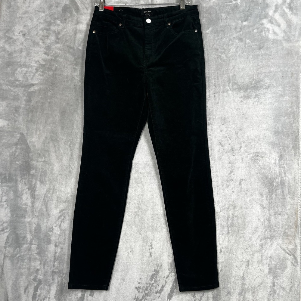 Well Worn Women Pants High Rise Corduroy Size 8 Olive Green Classy Elegant - Picture 12 of 12